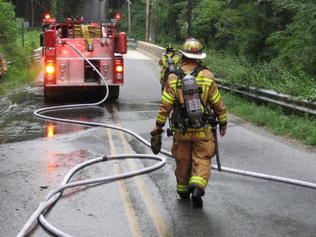 Captain Dave McCormick and his crew arriving to assist Engine 4 on a car fire.